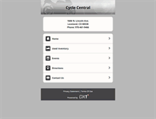 Tablet Screenshot of cyclecentralinc.com